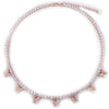 AAA CZ butterfly choker charm necklace  silver color pink 4mm hip hop 1 row tennis chain rapper rock women adjustable jewelry