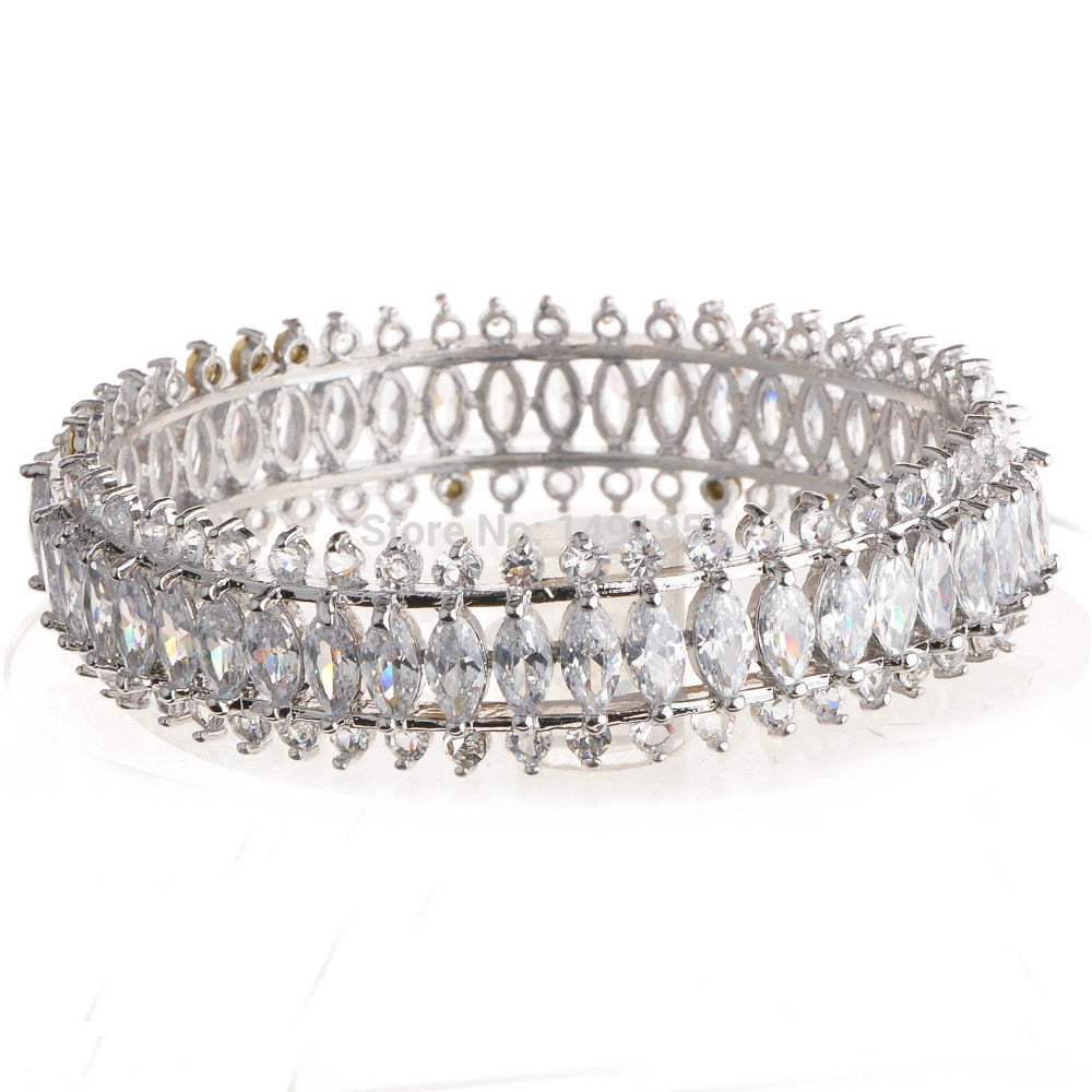 AAA CZ noble bangles for women fine jewelry 2 colors crown fashion design   jinyao