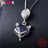 AAA Crystal 925 Sterling Silver Necklace Female Personality Fox Pendant Necklace Women Jewelry 3 Color Choices