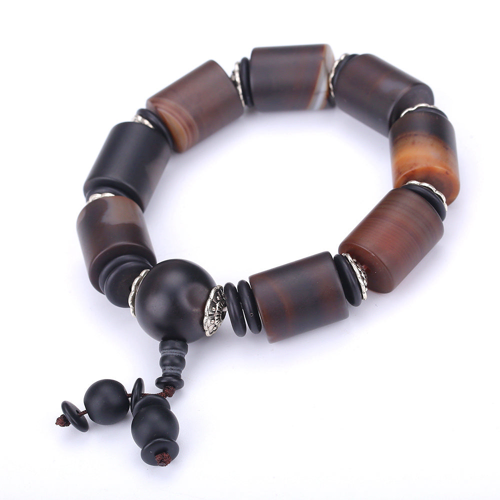 AAA Natural Agate Black Bracelets Men Chalcedony Jewelry Party Accessories Handmade 925 Silver Reiki Healing Crystal Prayer 2020
