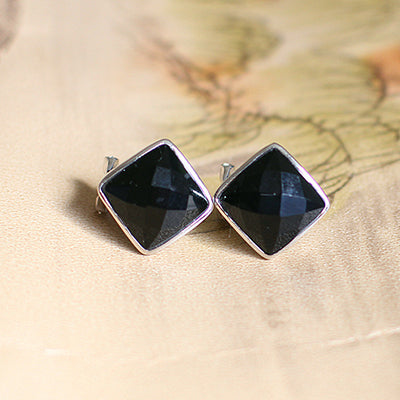 AAA Natural Agate Women's Earrings 100% 925 Sterling Silver Stud Earrings For Women Fashion Jewelry Simple Trendy Geometric SE24