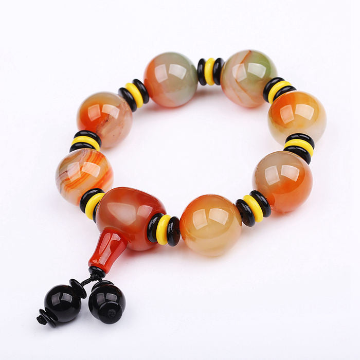 AAA Natural Round Stone Agate Beads Bracelet Healing Crystal Classic Amber Health Beads Elasticity Rope Men Women Bracelet Gifts