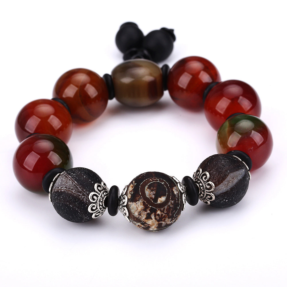 AAA Natural agate Men Fashion Bracelet Black Agate Jewelry Pop Gem Gift Love Handmade Dzi Bead 925 silver Health bracelet Yoga