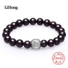 AAA Quality Genuine 925 Sterling Silver 8mm Garnet Strand Bracelet for Women Party Gift