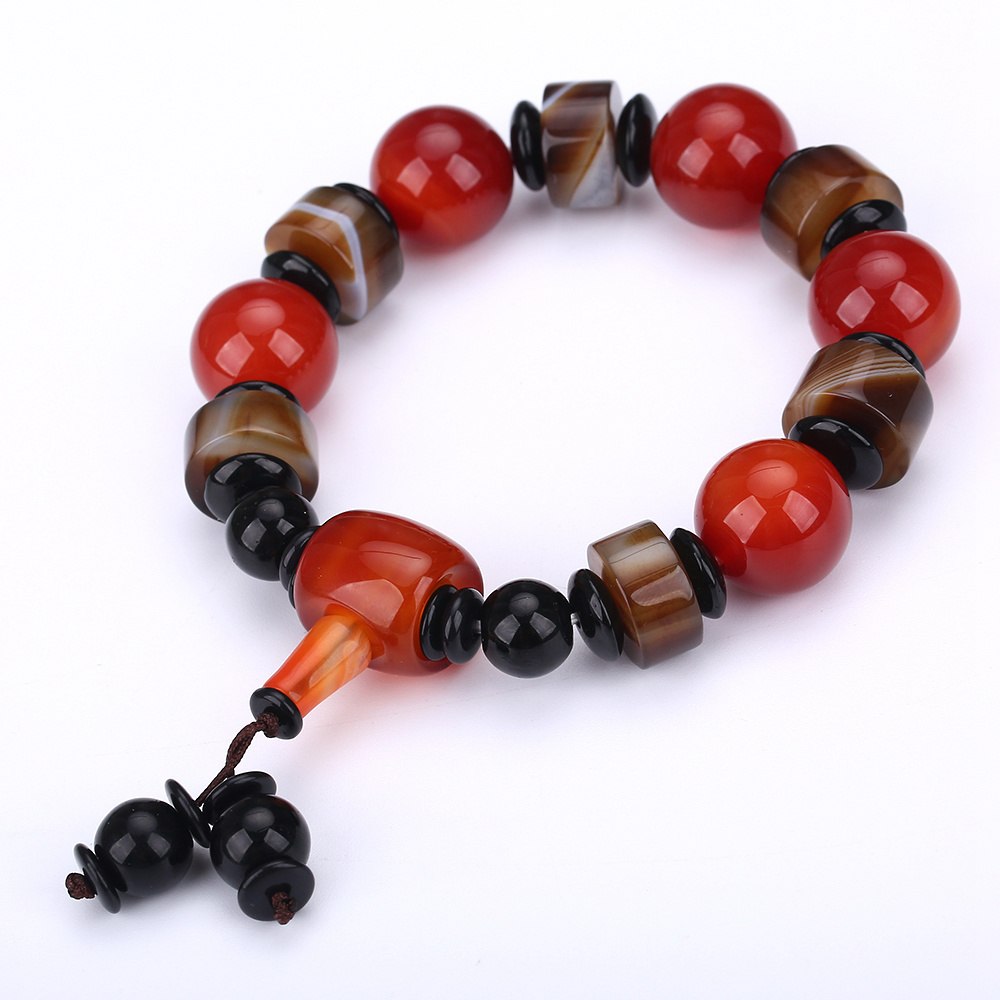 AAA Red Agate Chalcedony Stone Bracelet Men Natural Lucky Beads Jewelry Bead Gift Love Healing Balance Crystal Outdoor Bracelet