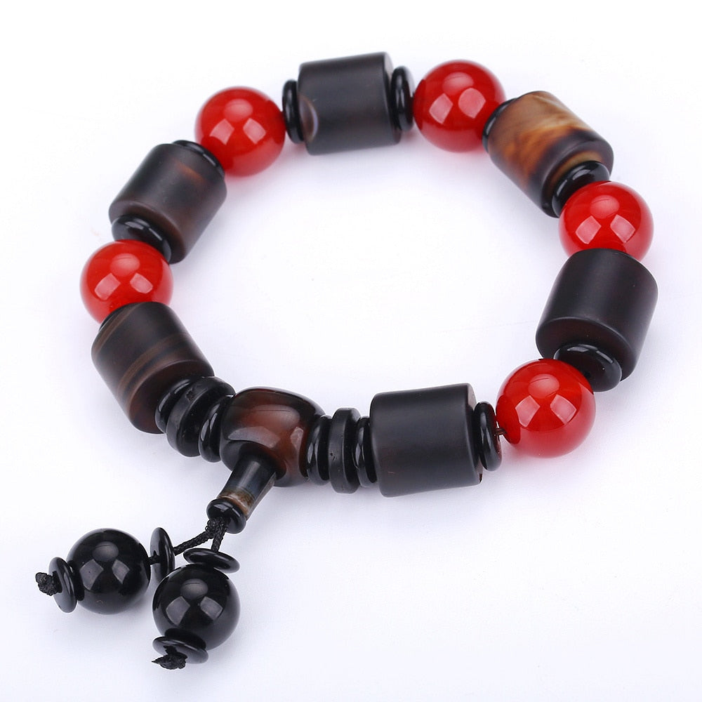 AAA Tibetan Dzi Beads Bracelet Ethnic Style Men Jewelry Trend Bracelet Natural Black Agate Chalcedony Party Healing crystal Gift