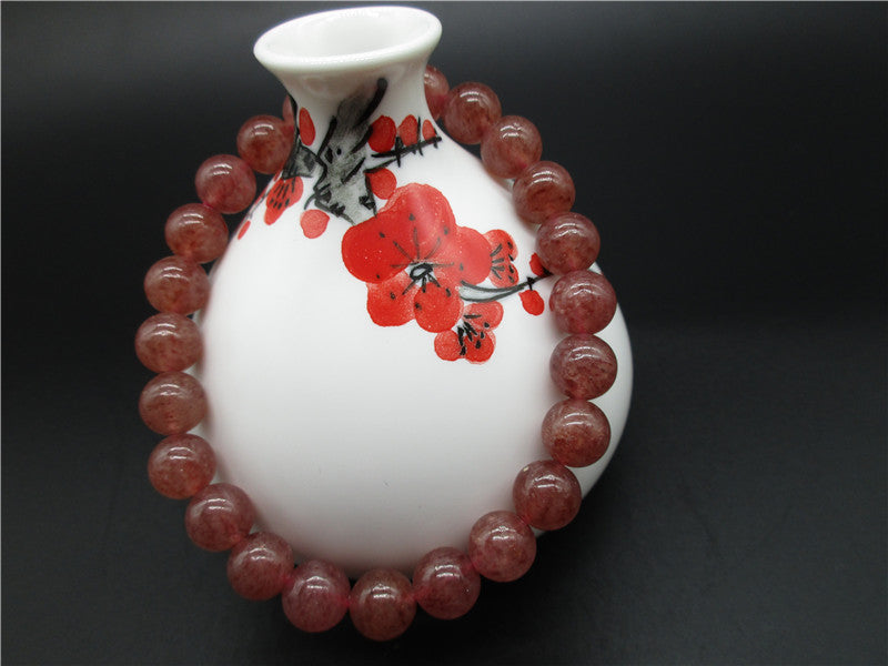 AAA natural Strawberry crystal Bead Bracelets Women Men Jewelry Christmas gift Drop Shipping 8mm