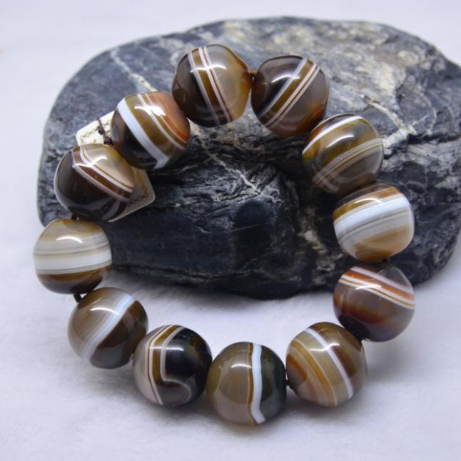 AAA tibetan dzi Natural Oynx stone Men's bracelet beads 12mm jewelry beading supplies