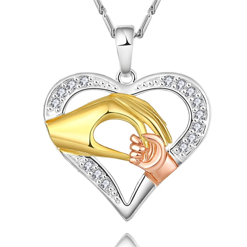 AAAA Fashion Mother's D Gift Heart-shaped 24k Gold Palm Pendant Necklace Crystal Women Jewelry Party Wedding Jewelry