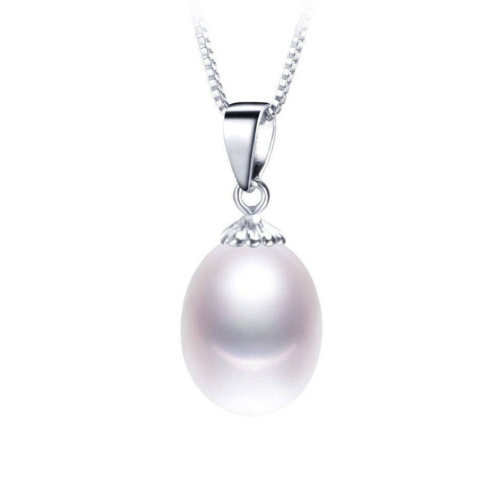 AAAA Genuine Freshwater Pearl Pendants 8-9mm 925 Sterling Silver Necklace For Women Wholesale Small Size Natural Pearl Jewelry