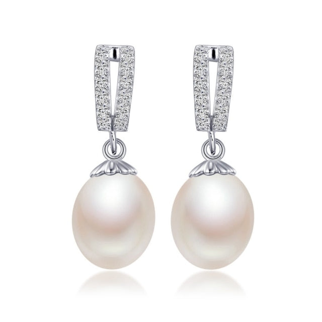 AAAA High quality 100% Natural pearl long drop earrings 2020 Hot selling 925 sterling silver zircon jewelry for women 5 colors