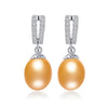 AAAA High quality 100% Natural pearl long drop earrings 2020 Hot selling 925 sterling silver zircon jewelry for women 5 colors