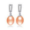 AAAA High quality 100% Natural pearl long drop earrings 2020 Hot selling 925 sterling silver zircon jewelry for women 5 colors