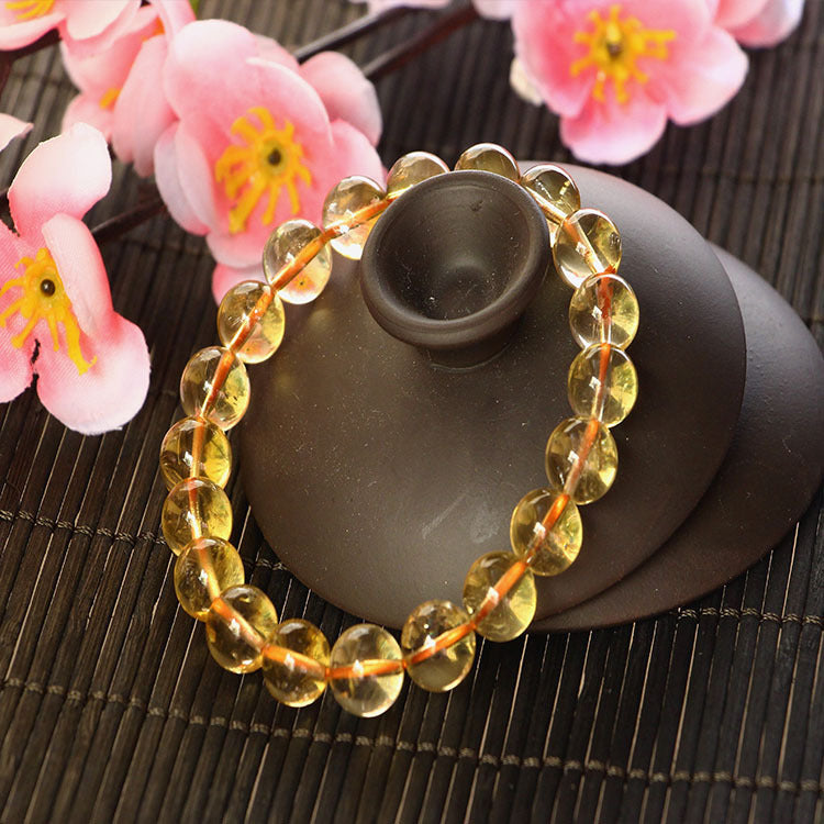 AAAA Natural Brazil Raw Ore Citrine Bracelet Single Circle Lovers Energy Balance Bracelet