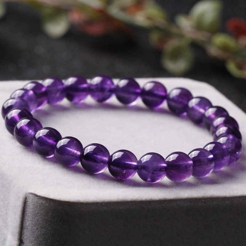 AAAA Natural Purple Amethyst Round Charm Bracelets Lady Bohemia Fine Jewelry for Woman Anniversary Gift 10mm