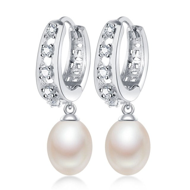 AAAA Top Quality 100% Natural Pearl Drop Earrings For Women Fashion Elegant Party Zircon 925 Sterling Silver Jewelry