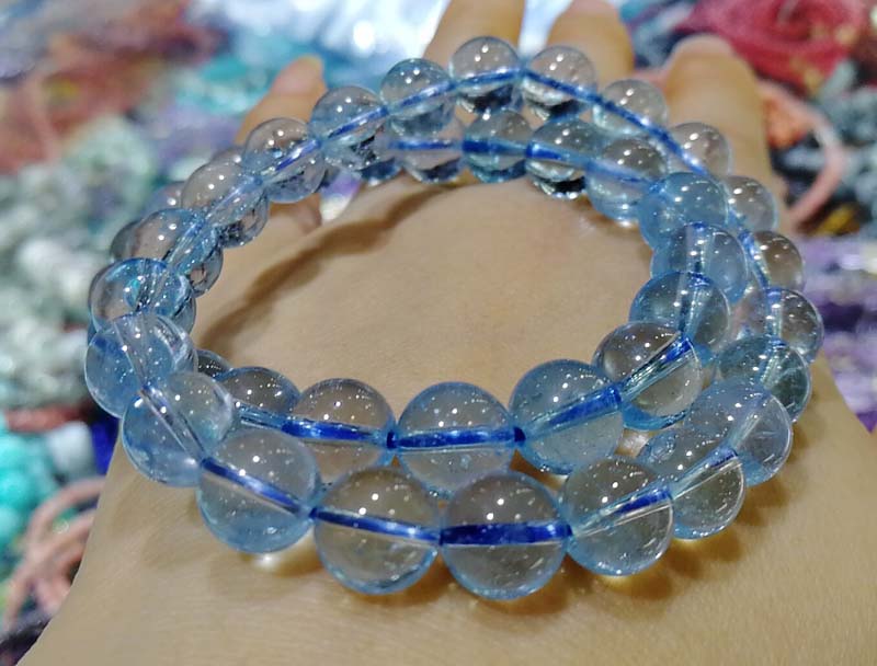 AAAA blue Topaz round 8mm bracelet 7.5inch   beads nature
