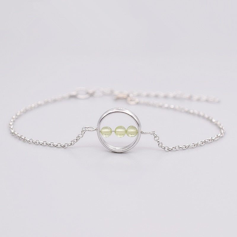 August Stones Natural Peridot Charm Bracelets 925 Sterling Silver Chain Mini Olivine Lucky Gift Fine Jewelry Women #c050b