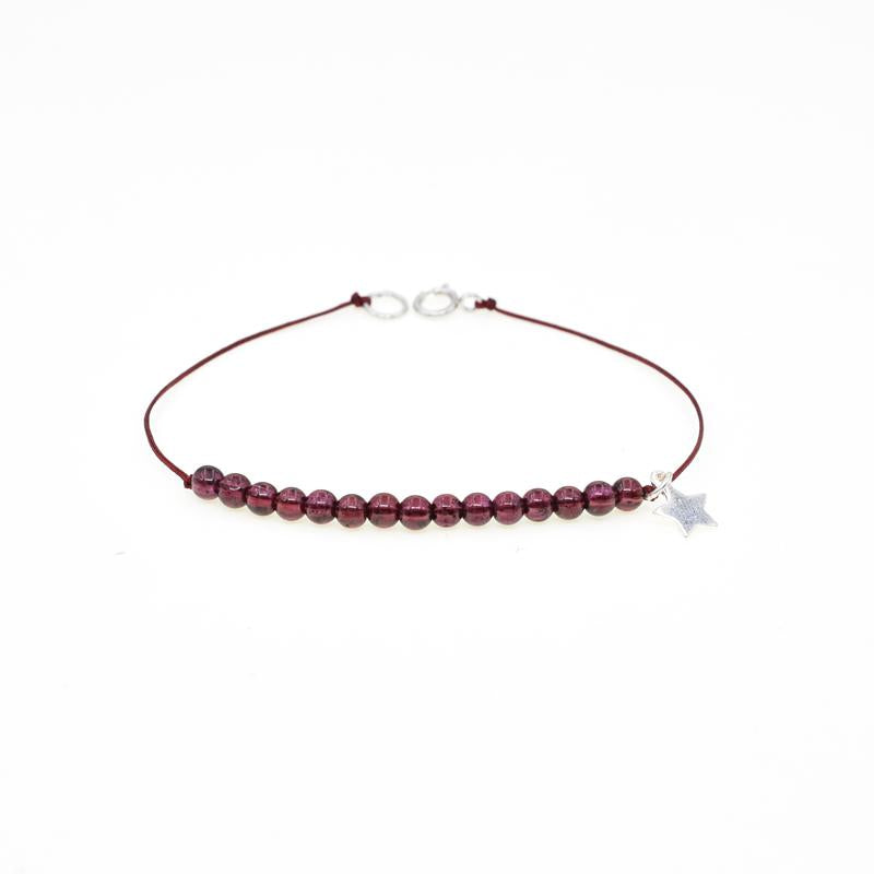January Birthstone Link Bracelets Rope Chain Star Charms Natural Garnet Crystal Quartz Gem Fine Jewelry Women #l008b