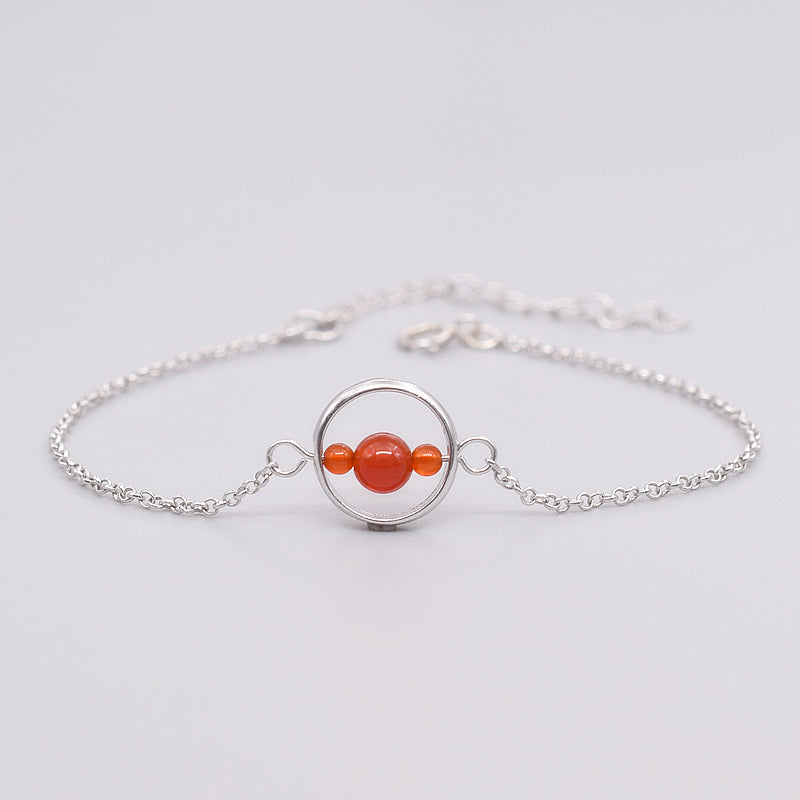 July Stones Natural Red Agate Charm Bracelets 925 Sterling Silver Chain Timeless Blessed Gift Fine Jewelry Women #c049b