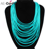 AE-CANFLY Multilayer Necklace Rope Choker Bib Statement Long Necklace for Women 1L5002