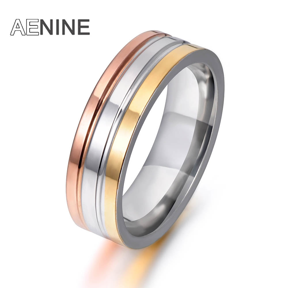 Brand New Design 3 Colors Round Rings Set For Women Stainless Steel Wedding Anniversary Female Finger Jewelry R171500063