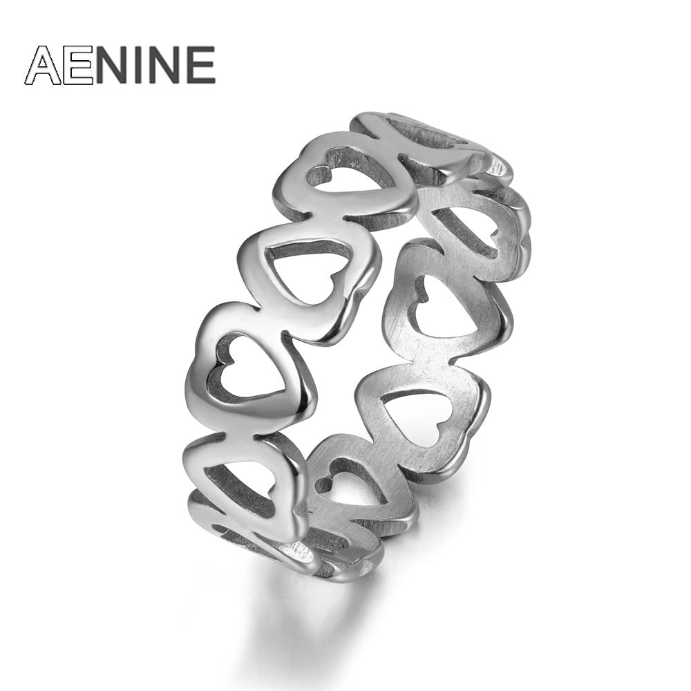 Romantic Hollow heart-shaped Couple Rings Trendy Style 316L Stainless Steel Women Ring Jewelry R171540040P