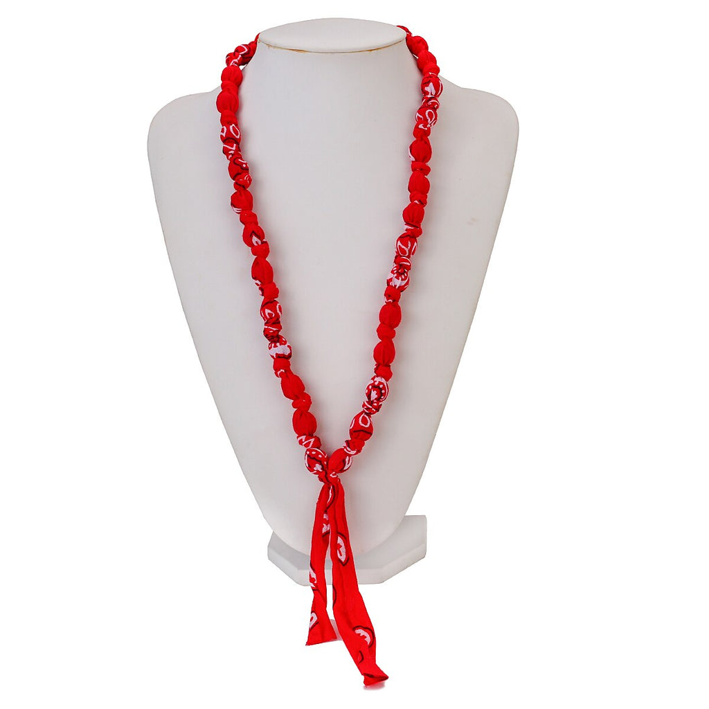 AENSOA Colorful Printing Bohemia Fabric Acrylic Beaded Bandana Necklaces Handmade Retro Ethnic Long Necklace Jewelry Gifts