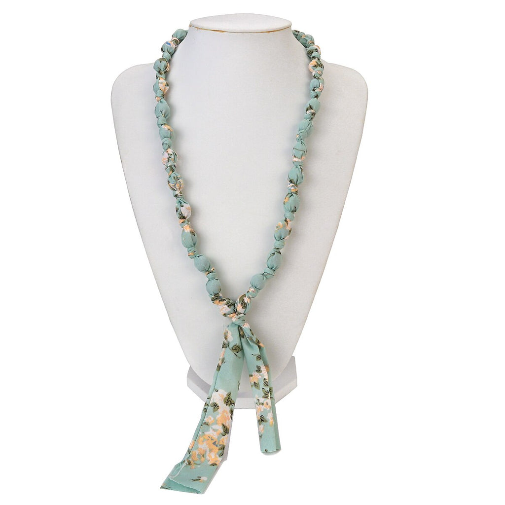 AENSOA Colorful Printing Bohemia Fabric Acrylic Beaded Bandana Necklaces Handmade Retro Ethnic Long Necklace Jewelry Gifts