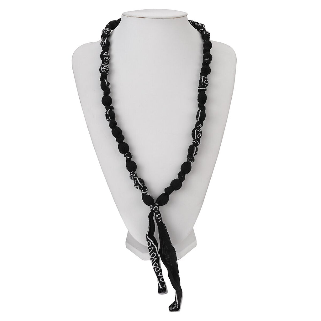 AENSOA Colorful Printing Bohemia Fabric Acrylic Beaded Bandana Necklaces Handmade Retro Ethnic Long Necklace Jewelry Gifts