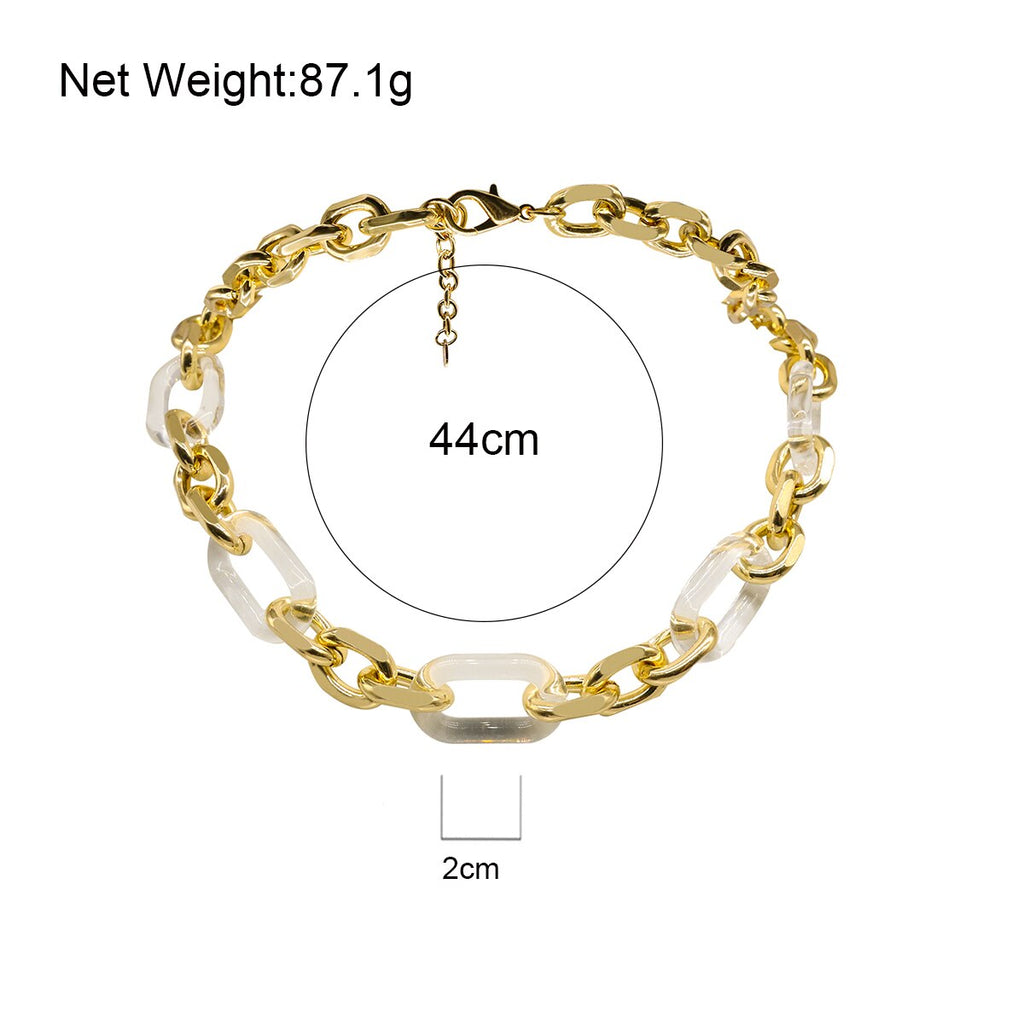 AENSOA Punk Miami Cuban Choker Necklace Steampunk Men Neck Jewelry Vintage Metal Acrylic Chain Chunky Chain Necklace for Women