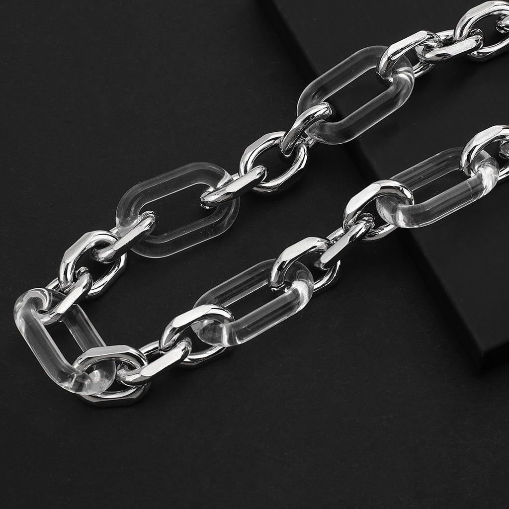 AENSOA Punk Miami Cuban Choker Necklace Steampunk Men Neck Jewelry Vintage Metal Acrylic Chain Chunky Chain Necklace for Women