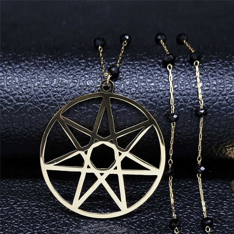 AFAWA 2022 Seven Pointed Star Stainless Steel Neckless Women Gold Color Necklaces Jewelry collar acero inoxidable mujer N4113S02
