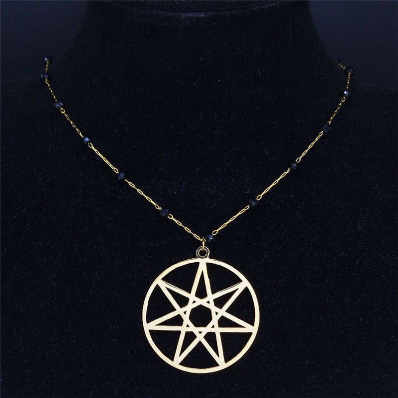 AFAWA 2022 Seven Pointed Star Stainless Steel Neckless Women Gold Color Necklaces Jewelry collar acero inoxidable mujer N4113S02