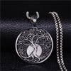 AFAWA 2022 Tree of Life Stainless Steel Statement Necklace for Women Silver Color Necklaces &amp; Pendants Jewelry joyas N4017S02