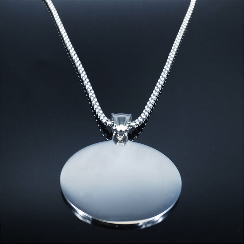 AFAWA 2022 Tree of Life Stainless Steel Statement Necklace for Women Silver Color Necklaces &amp; Pendants Jewelry joyas N4017S02