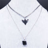 AFAWA Gothic Skull Moth Stainless Steel Layered Necklace Women Black Color Natural Stone Statement Necklace Jewelry N3753S02