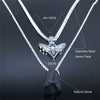 AFAWA Gothic Skull Moth Stainless Steel Layered Necklace Women Black Color Natural Stone Statement Necklace Jewelry N3753S02