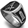 AG Freemasonry Pattern Men's Ring Metal Letter Symbol Religious Accessories Party Jewelry Size 7-14