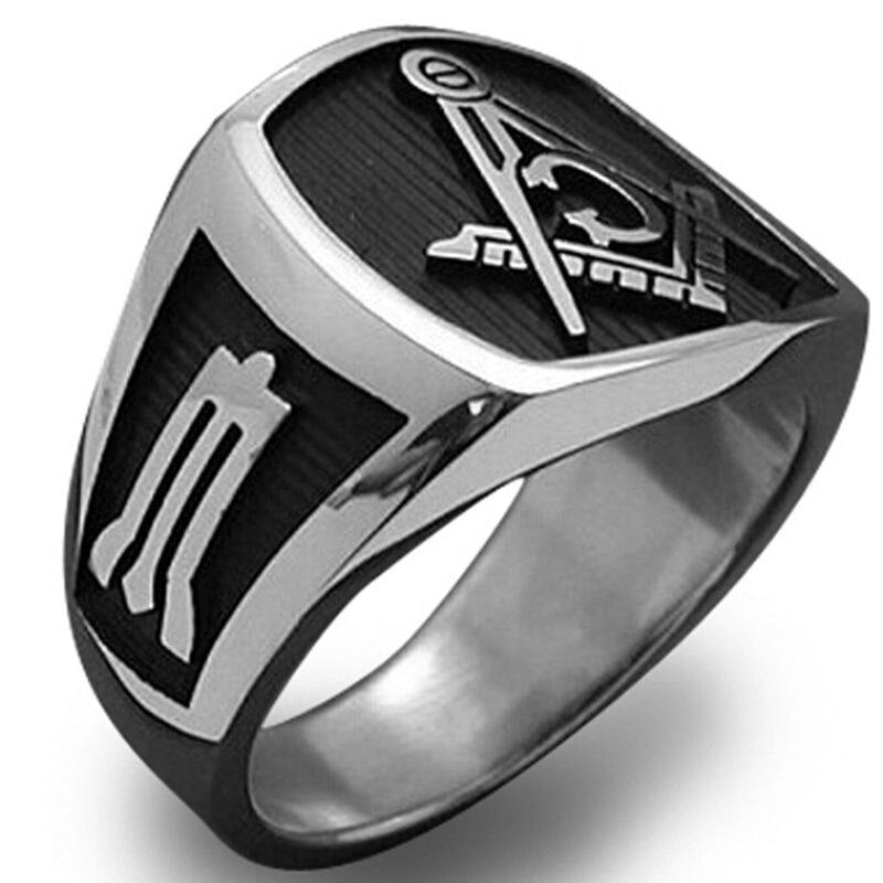 AG Freemasonry Pattern Men's Ring Metal Letter Symbol Religious Accessories Party Jewelry Size 7-14