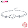 925 Sterling Silver Bracelet for Women with Crystal Zircon Genuine 925 Silver Heart Charm Bracelets Party Jewelry
