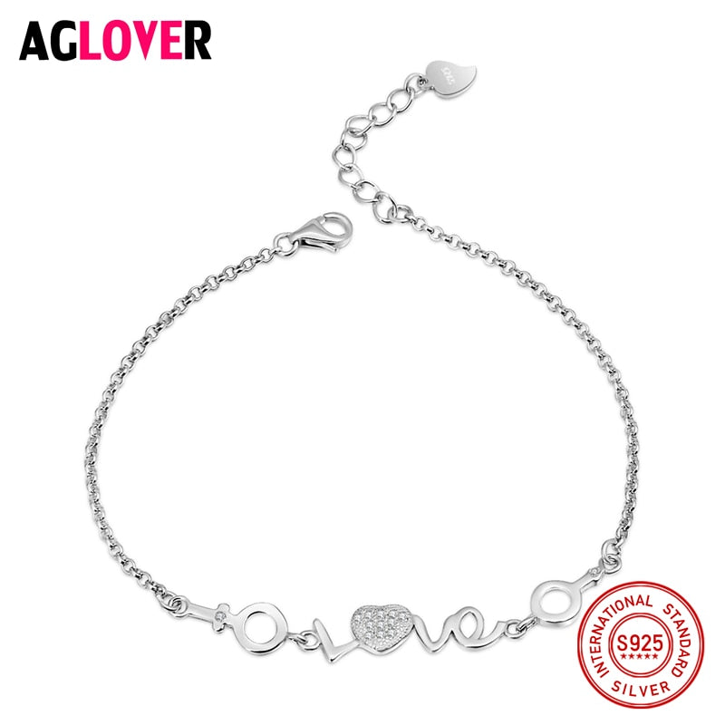 925 Sterling Silver Bracelets For Women Exquisite Love Heart Bracelet & Bangle Fashion Romantic Jewelry Christmas Gifts