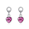 925 Sterling Silver Sky Blue/Pink Crystal Heart Stud Earrings with CZ Zircon for Women Girl Female Jewelry Wedding Gift