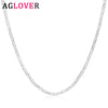 AGLOVER 925 sterling silver 16/18/20/22/24/26/28/30 inch 4MM Link Necklace For Woman Man Wedding Jewelry Gift