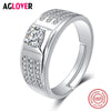 Brand Domineering Men Wedding Engagement Rings 100% Solid 925 Sterling Silver Jewelry Zircon CZ Ring Fine Jewelry