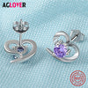 Crystal Earrings 925 Silver Charm Women Heart Earrings 100% Sterling Silver AAA Zircon Fashion Jewelry