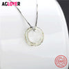 Cute Necklaces & Pendants Round Necklace Women Suspension Silver 925 Jewelry Colorful Blue Zircon with Box