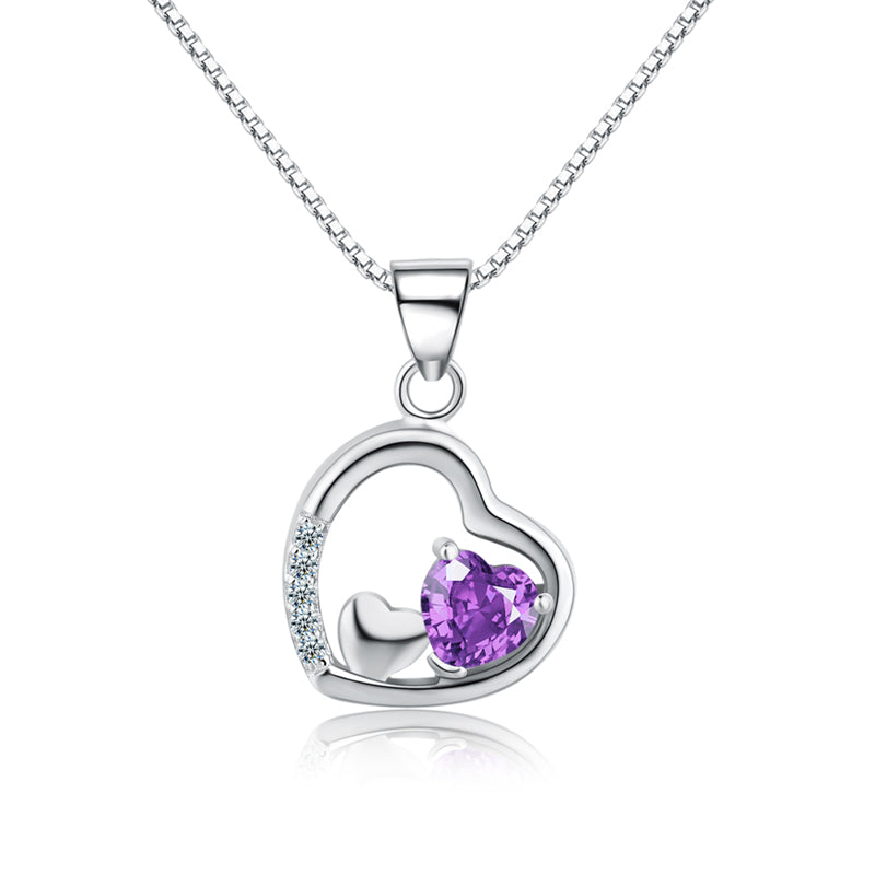 Luxury Brand 925 Sterling Silver Heart Love Pendant Necklaces for Women With AAA Zircon Jewelry Gift For Lover