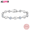 New 2020 Double Love Heart Female Purple/White Zircon Crystal 925 Sterling Silver Women's Bracelets Jewelry Wholesale