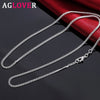 AGLOVER  925 Sterling Silver 16/18/20/22/24/26/28/30 Inch 2mm Side Chain Necklace For Woman Man  Charm Jewelry Gift